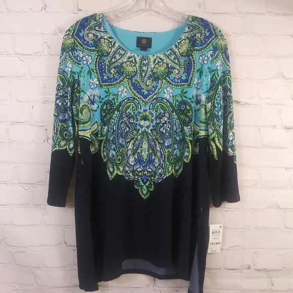 JM Collection Embellished Tunic Style Top Sz S NWT - Picture 5 of 9